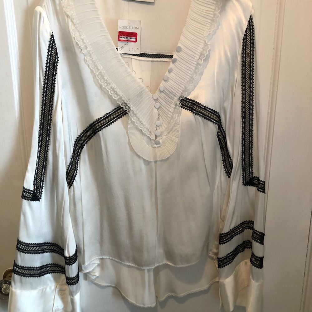 Silk Blouse never worn with black lace detail